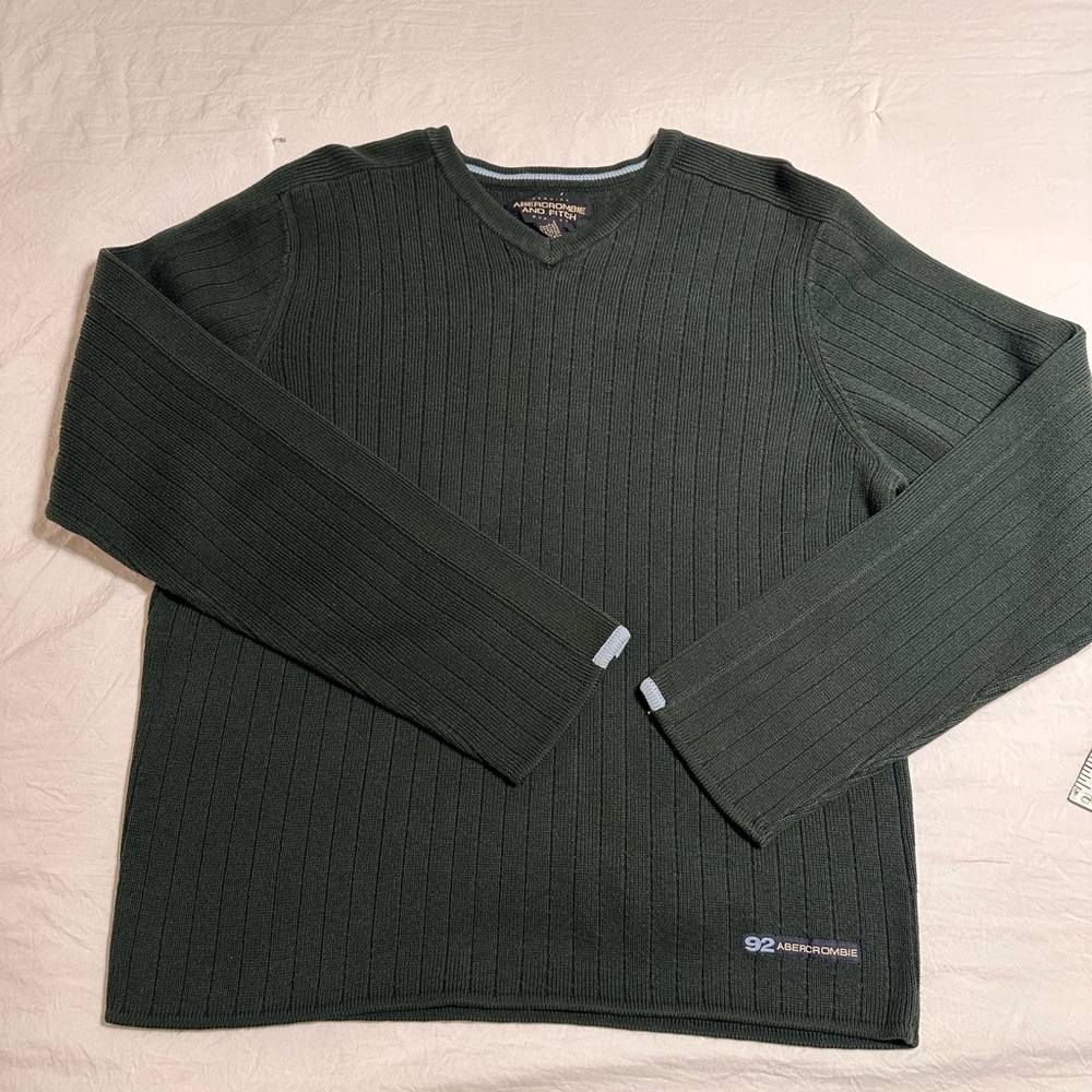 Abercrombie & Fitch Dark Green V-Neck Sweater